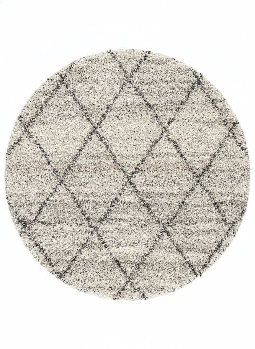 SHAGGY BRUMA MARROQUI ROUND GREY/IVORY 160D